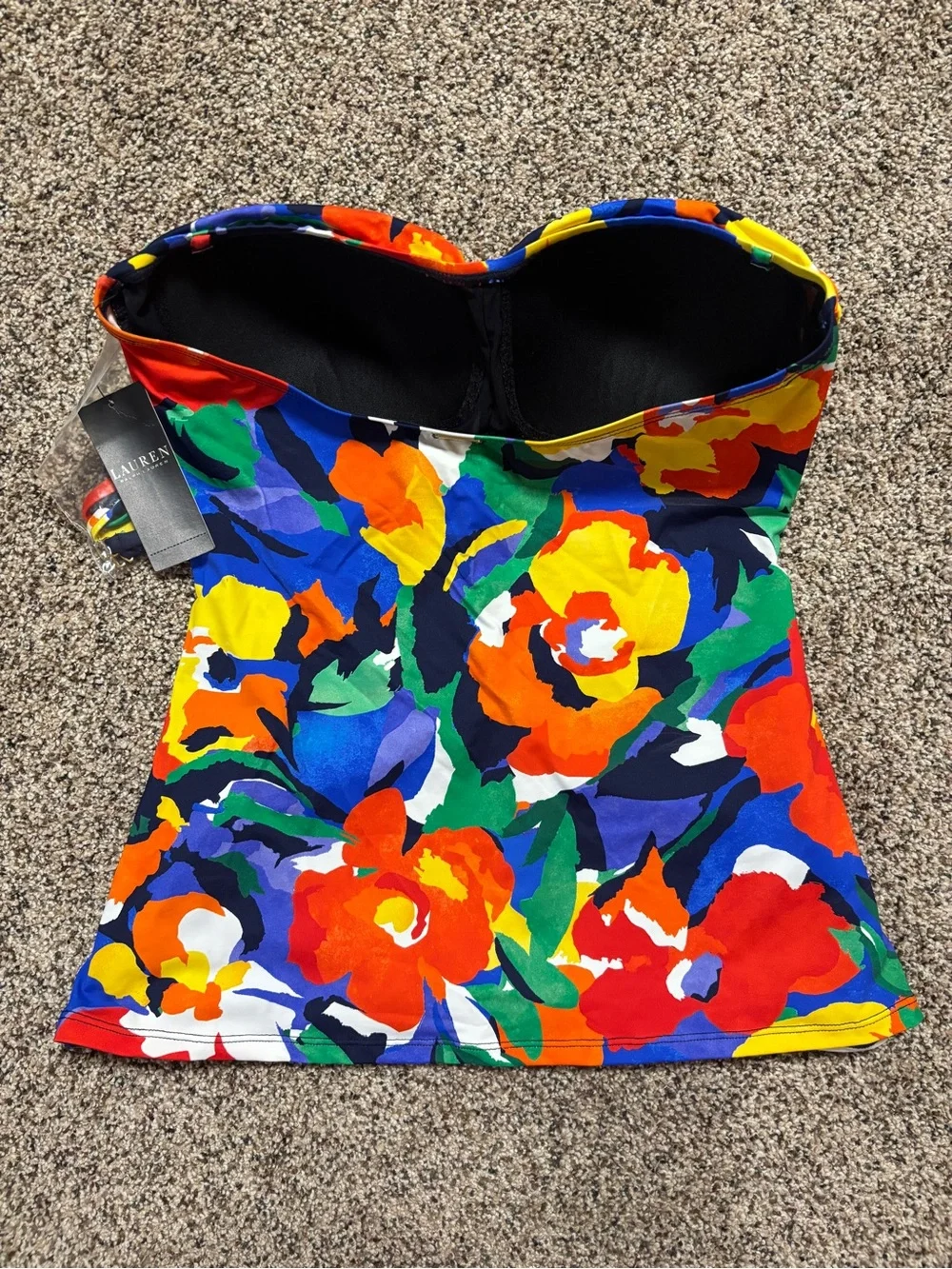 NWT Lauren Ralph Lauren Twist Front Tankini Top Size 12 Vibrant Floral Swim